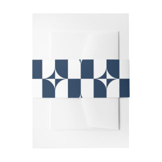 Moderne Blau-Weiß Mitte des Jahrhunderts Einladungsbanderole