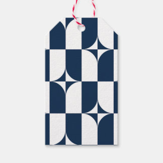 Moderne Blau-Weiß Mitte des Jahrhunderts Geschenkanhänger
