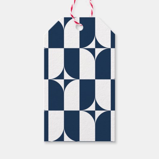 Moderne Blau-Weiß Mitte des Jahrhunderts Geschenkanhänger (Vorderseite)