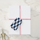 Moderne Blau-Weiß Mitte des Jahrhunderts Geschenkanhänger (Mit Garn)
