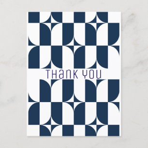 Moderne Blau-Weiß Mitte des Jahrhunderts Postkarte