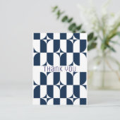 Moderne Blau-Weiß Mitte des Jahrhunderts Postkarte (Stehend Vorderseite)