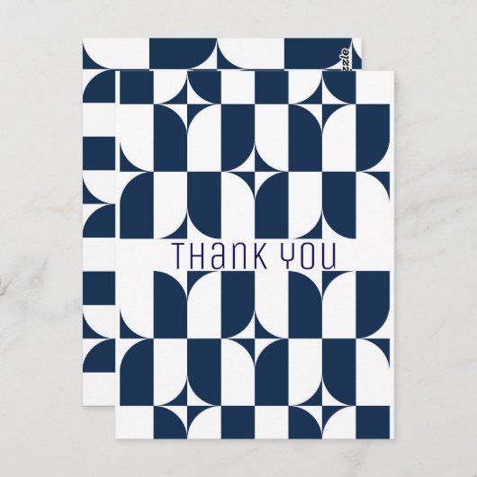 Moderne Blau-Weiß Mitte des Jahrhunderts Postkarte (Vorne/Hinten)