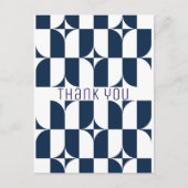 Moderne Blau-Weiß Mitte des Jahrhunderts Postkarte (Vorderseite)