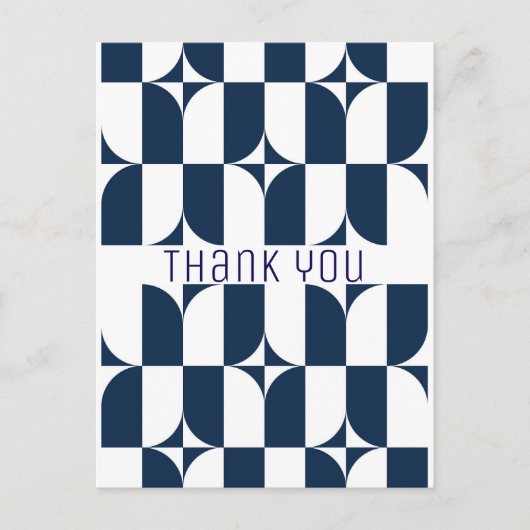 Moderne Blau-Weiß Mitte des Jahrhunderts Postkarte (Vorderseite)