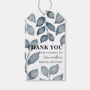 Moderne Blau-Weiße Aquarell-Laub-Dankeschön Geschenkanhänger