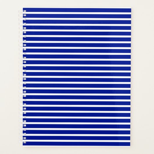 Moderne, blau-weiße, fette Streifen Muster trendy Planer (Vorderseite)