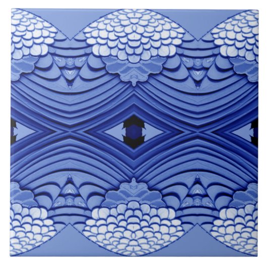 Moderne blau-weiße klassische Muster Fliese (Vorderseite)