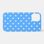 Moderne blau-weiße Polka-Punkte-Muster Case-Mate iPhone Hülle (Rückseite (Horizontal))