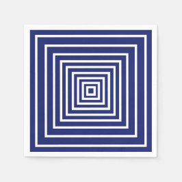 Moderne, blau-weiße Quadrate geometrisches Muster Serviette