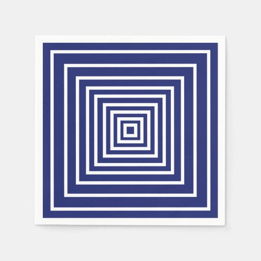 Moderne, blau-weiße Quadrate geometrisches Muster Serviette (Vorderseite)