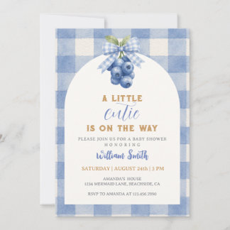 Moderne Blaubeeren Eine kleine süße Babyparty Einladung