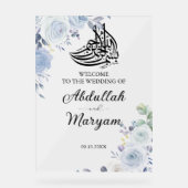 Moderne blaubläuliche islamische Hochzeit Acrylschild (Vorderseite)