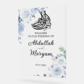 Moderne blaubläuliche islamische Hochzeit Acrylschild (Winkel)