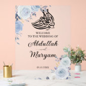 Moderne blaubläuliche islamische Hochzeit Acrylschild (Hochzeit)