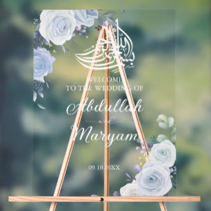 Moderne blaubläuliche islamische Hochzeit Acrylschild