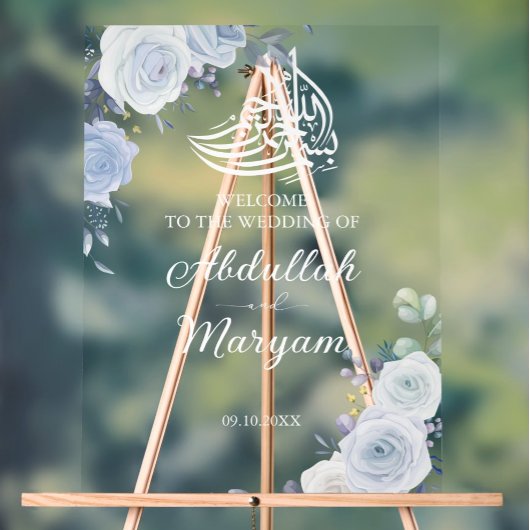 Moderne blaubläuliche islamische Hochzeit Acrylschild