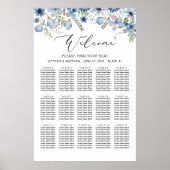 Moderne, blaue 15 Tische für Hochzeiten Poster (Vorne)