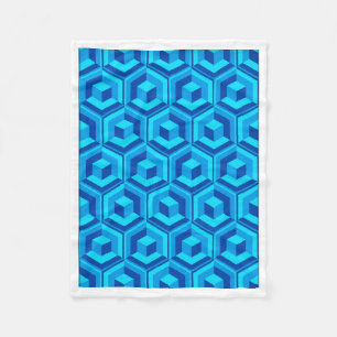 Moderne blaue 3D-geometrische Würfelmuster-Babydec Fleecedecke