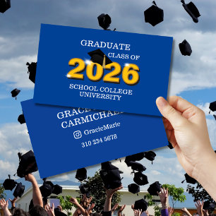 Moderne blaue Abschlusskarte der Klasse 2026 Visitenkarte