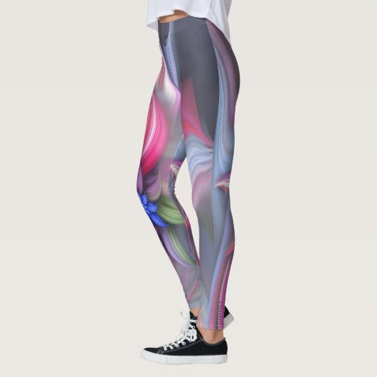 Moderne blaue abstrakte Blume Leggings (Links)