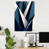 Moderne Blaue Abstrakte Geometrische 3D Poster (Heimbüro)