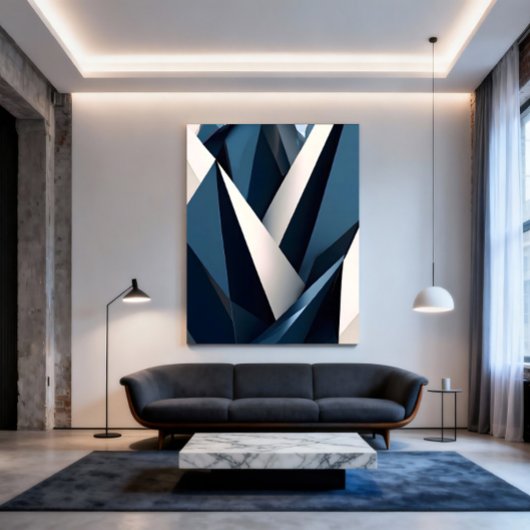 Moderne Blaue Abstrakte Geometrische 3D Poster