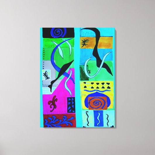 Moderne blaue Abstrakte Inspiration von Matisse Leinwanddruck (Vorderseite)