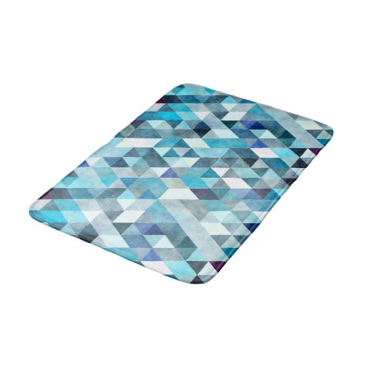 Moderne blaue Abstrakte Muster Bath Mat Badematte (Schrägansicht)