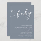 Moderne blaue Ach Baby-Baby-Dusche Einladung (Vorne/Hinten)