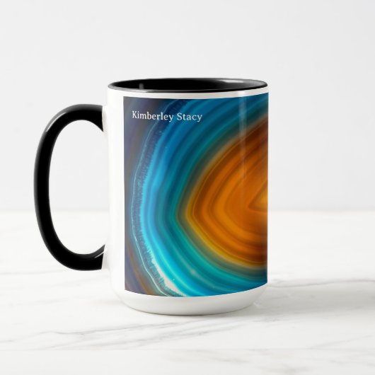 Moderne Blaue Achat Scheibe Gold Tasse (Links)