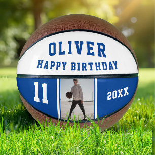 Moderne Blaue Alles Gute zum Geburtstag Foto Baske Basketball