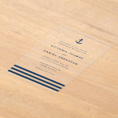 Moderne blaue Ankerhochzeit der Marine Acryleinladungen (Ablage )