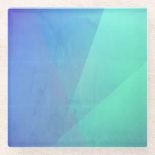 Moderne blaue Aqua- und Türkis-Geometrie-Gradation Glasuntersetzer
