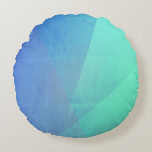 Moderne blaue Aqua- und Türkis-Geometrie-Gradation Rundes Kissen