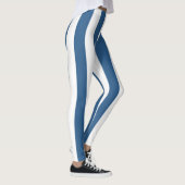 Moderne blaue aquamarin-weiße Streifen Leggings (Rechts)