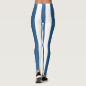 Moderne blaue aquamarin-weiße Streifen Leggings (Rückseite)