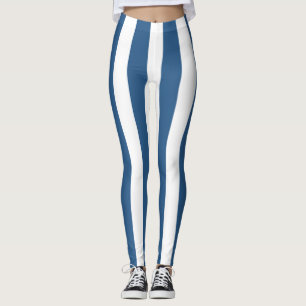 Moderne blaue aquamarin-weiße Streifen Leggings