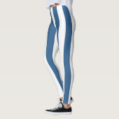 Moderne blaue aquamarin-weiße Streifen Leggings (Links)