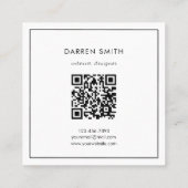 Moderne Blaue Aquarell-Abstrakte QR-Code-Monogramm Quadratische Visitenkarte (Rückseite)