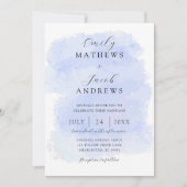 Moderne Blaue Aquarell-Textur-Hochzeit Einladung (Vorderseite)