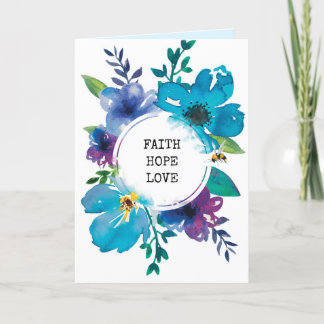 Moderne blaue Aquarellblume-Bibelkarte Dankeskarte
