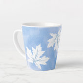 Moderne blaue Aquarellfarben und Blätter aus weiße Milchtasse (Linke Ecke)