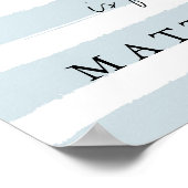 Moderne blaue Aquarellstreifen mit schwarzem Monog Poster (Ecke)