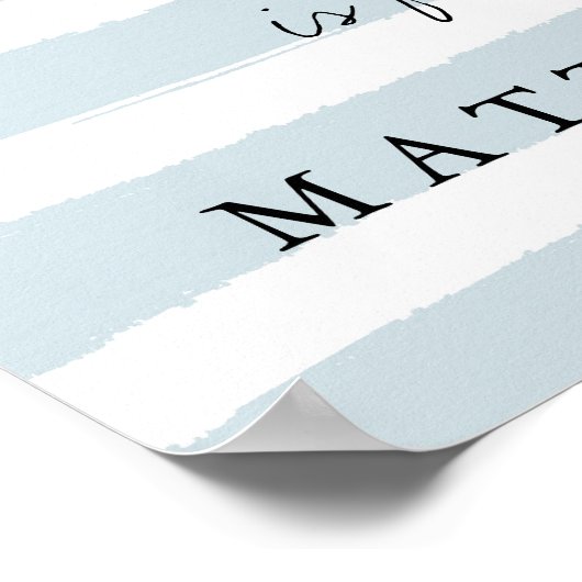 Moderne blaue Aquarellstreifen mit schwarzem Monog Poster (Ecke)