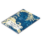 Moderne blaue Batik Megamendung Notizblock (Linke Seite)