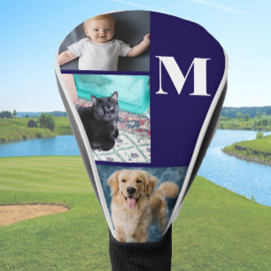 Moderne Blaue Benutzerdefinierte Foto-Vorlage Mono Golf Headcover