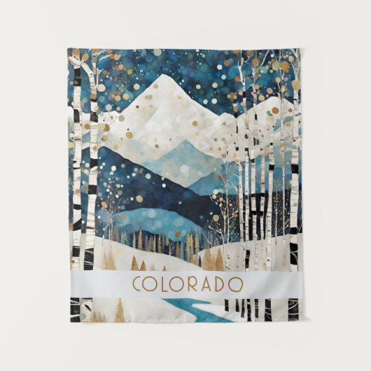 Moderne Blaue Berglandschaft Wandteppich (Vorderseite)