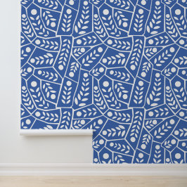 Moderne blaue Blätter und Formen Tapete