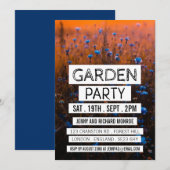 Moderne blaue Blume, Gartengarten Party Einladung (Vorne/Hinten)